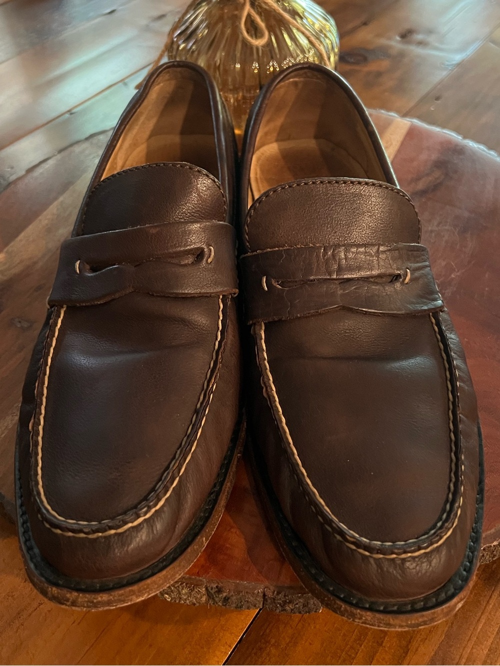 Frye Brown Leather Penny Men Loafers Preowned Size 12